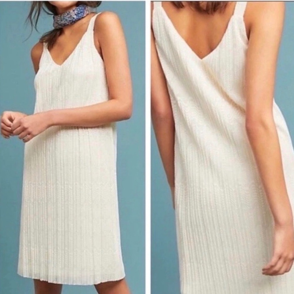 NWT Anthropologie Meadow Rue Ivory Prespa Mini Dress Sz 10 Dainty Wedding Bridal